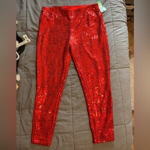 Sparkling Red Sequin Pants